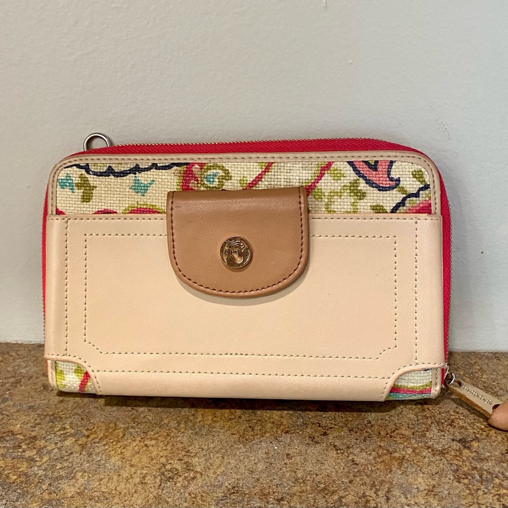 Spartina 449 Cream and Pink Wallet with Floral Accents